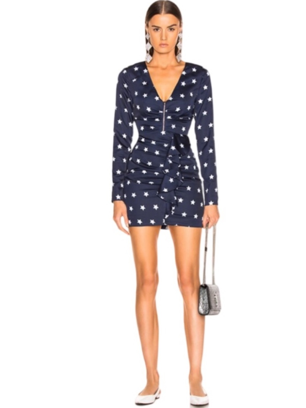 Self-Portrait Star Printed Long Sleeve Dress